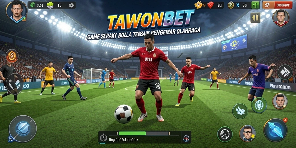 Tampilan screenshot utama TAWONBET dengan gameplay sepak bola yang menarik.